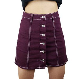 Burgundy Denim Skirt